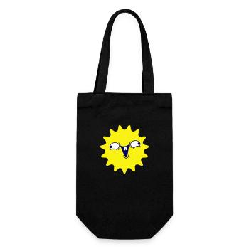 Helle Sonne Lustiges Gesicht Lachen Comic Cartoon - Geschenkbeutel für Flaschen - Schwarz - Vorne