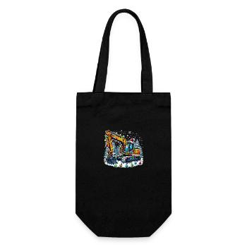 Excavator Driver Excavator Construction Site Christmas - Gift Bag for Bottles - black - Front