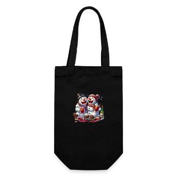 Two drunk snowmen on mulled wine winter - Gift Bag for Bottles - black - Front