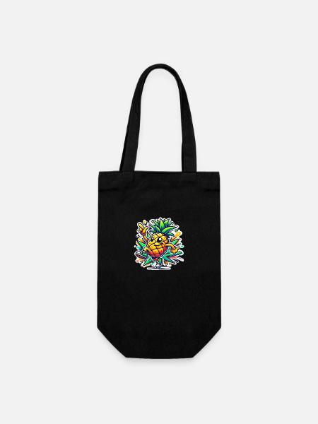 fröhliche Ananas - Geschenkbeutel für Flaschen - Schwarz