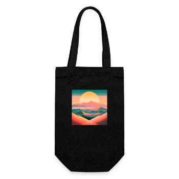 Sunrise over a stylized mountain landscape - Gift Bag for Bottles - black - Front