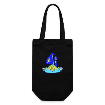 Pirate Pirate Ship Kid Captain Buccaneer Waves - Gift Bag for Bottles - black - Front