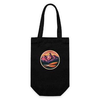 Retro Berge Landschaft - Geschenkbeutel für Flaschen - Schwarz - Vorne