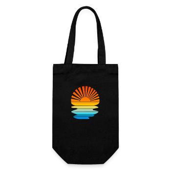 Retro sunset with waves - Gift Bag for Bottles - black - Front