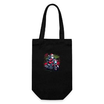 cool Santa Claus on a motorcycle - Gift Bag for Bottles - black - Front