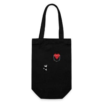 Cat Close to the Heart - Cat Lover Gift - Gift Bag for Bottles - black - Front