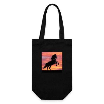 Friesenpferd SunStar - Geschenkbeutel für Flaschen - Schwarz - Vorne