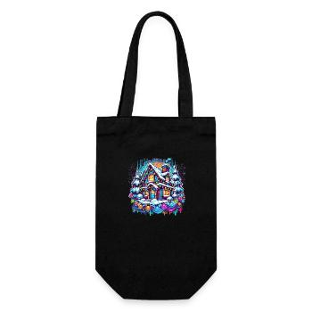 Winter Christmas house in the snow - Gift Bag for Bottles - black - Front