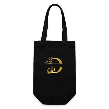 Personalized floral gold letter D - gift idea - Gift Bag for Bottles - black - Front