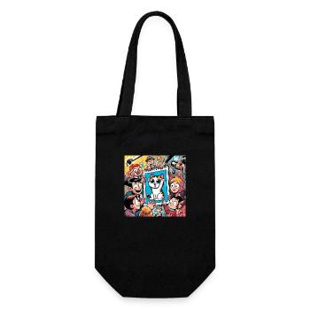 Excitement over the Cat Drawing - Gift Bag for Bottles - black - Front
