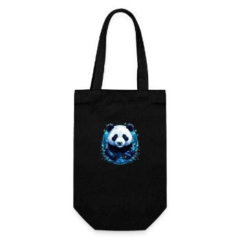 Panda im Wasser - Geschenkbeutel für Flaschen - Schwarz - Vorne
