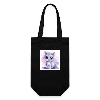Cute Cat Anime with Big Eyes - Gift Bag for Bottles - black - Front