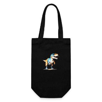 Dinosaurier Vektor Kunst mit lebendiger Illustration - Geschenkbeutel für Flaschen - Schwarz - Vorne