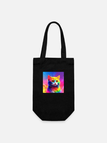 Chat mignon aux couleurs de l’arc-en-ciel - Sac à bouteille - noir