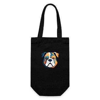 Englische Bulldogge Vektorkunst mit lebendigen Farben - Geschenkbeutel für Flaschen - Schwarz - Vorne