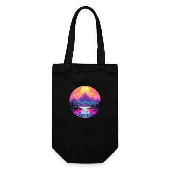 River landscape in the sunset - Outdoorfan - Gift Bag for Bottles - black - Front