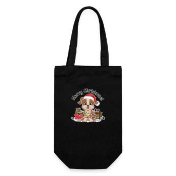 Dog Christmas Christmas Hat Merry Christmas - Gift Bag for Bottles - black - Front
