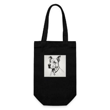 Dog with chain in black and white - Gift Bag for Bottles - black - Front