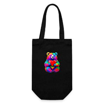 Rainbow Bear with Heart Colorful - Gift Bag for Bottles - black - Front