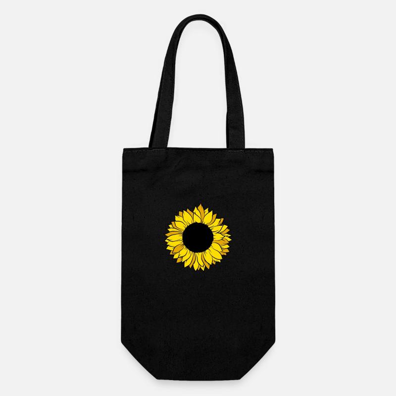 Sonnenblume - Geschenkbeutel für Flaschen - Schwarz