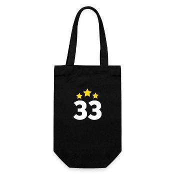 33 Jahre Stern - Geschenk zum 33. Jubiläum - Geschenkbeutel für Flaschen - Schwarz - Vorne