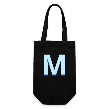 Lettre m bleu pop et moderne - Sac à bouteille - noir - Devant
