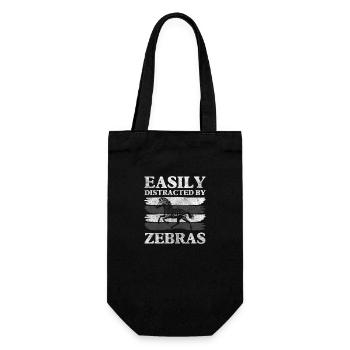 Zebra Afrika Artenschutz Prärie - Geschenkbeutel für Flaschen - Schwarz - Vorne