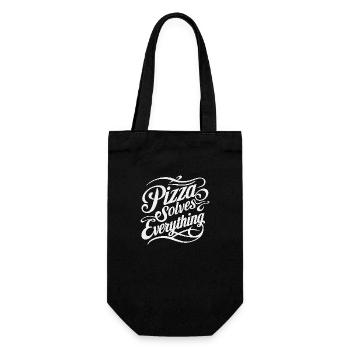 Pizza solves everything - Gift Bag for Bottles - black - Front