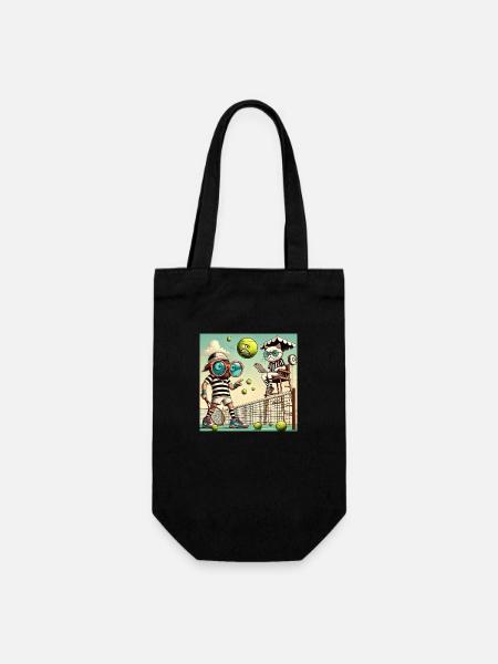 Tennis humour chat filet raquette balle - Sac à bouteille - noir