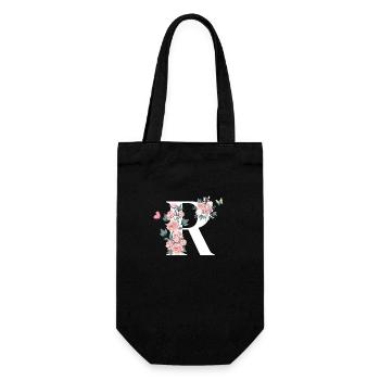 Letter r pink flowers - Gift Bag for Bottles - black - Front