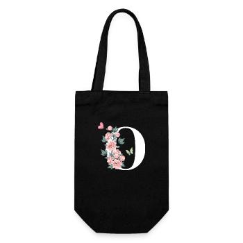 Letter o pink flowers - Gift Bag for Bottles - black - Front
