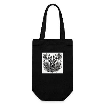 Hirsch III - Geschenkbeutel für Flaschen - Schwarz - Vorne