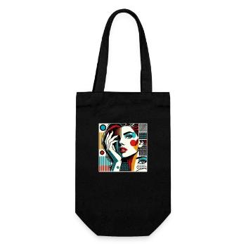 Pop-Art-Porträt einer Frau - Geschenkbeutel für Flaschen - Schwarz - Vorne