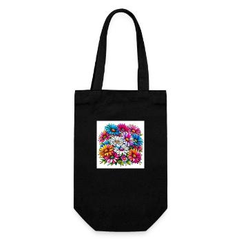 Colourful Daisy Drawing - Gift Bag for Bottles - black - Front