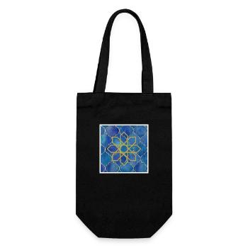 Golden Islamic Geometry on Blue - Gift Bag for Bottles - black - Front