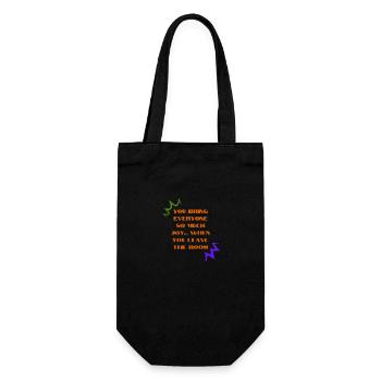 Sarcastic "You Bring Joy When You Leave" Design - Gift Bag for Bottles - black - Front