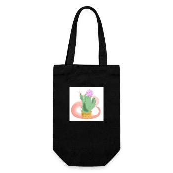 Pot de cactus avec fleur rose - Sac à bouteille - noir - Devant
