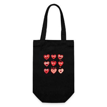Herzen Lustige Gesichter Valentinstag Geschenk - Geschenkbeutel für Flaschen - Schwarz - Vorne