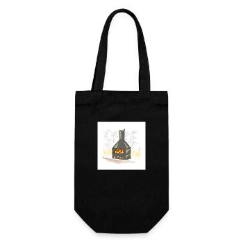 Lighted wood-burning fireplace - Gift Bag for Bottles - black - Front