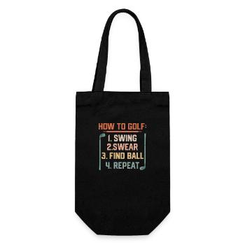 How To Golf: 1.Swing 2.Swear 3.Find Ball Hobby Gol - Geschenkbeutel für Flaschen - Schwarz - Vorne