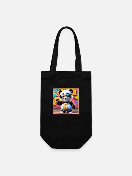Coole Panda - Geschenkbeutel für Flaschen - Schwarz