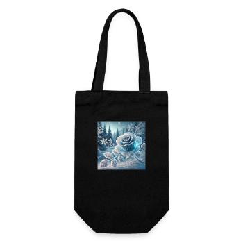 Schnee Rose 1001x - Geschenkbeutel für Flaschen - Schwarz - Vorne