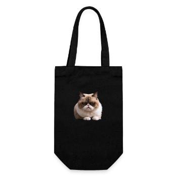 Grumpy Monday Cat, Mürrische Katze, Montagsmuffel - Geschenkbeutel für Flaschen - Schwarz - Vorne