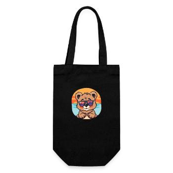 Cool Teddy – Summer Vibes - Geschenkbeutel für Flaschen - Schwarz - Vorne