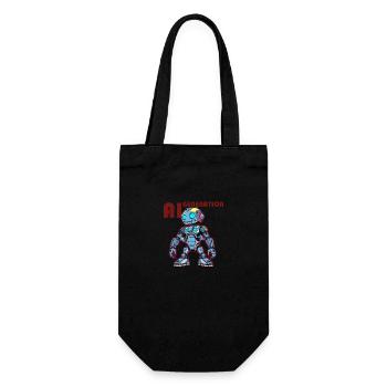 AI-GENERATION – Futuristic Robot Comic Style - Geschenkbeutel für Flaschen - Schwarz - Vorne