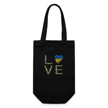 Love Ucraine - Geschenkbeutel für Flaschen - Schwarz - Vorne