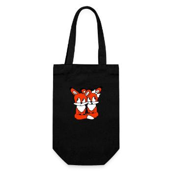 2 Foxes Couple In Love Two Friends Love Team Cute - Gift Bag for Bottles - black - Front