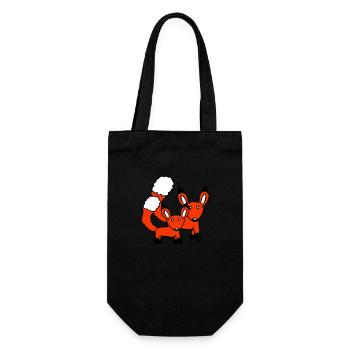 2 Foxes Mother Red Fox Little Child Father Mom - Gift Bag for Bottles - black - Front