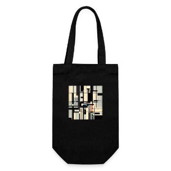 Abstrakte Kunst nach Mondrian - Geschenkbeutel für Flaschen - Schwarz - Vorne