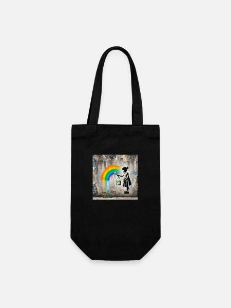Kein Banksy - Farben gegen das Grau - Geschenkbeutel für Flaschen - Schwarz